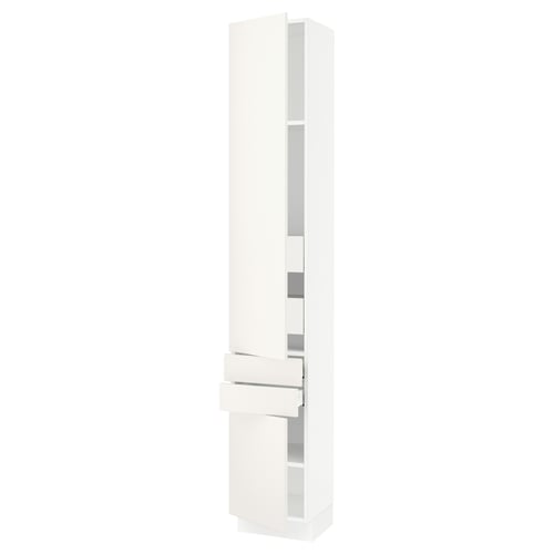 White SEKTION kitchen cabinet, sleek, modern, glossy finish, rectangular shape.