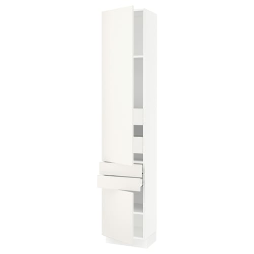 Ikea SEKTION white kitchen cabinet with adjustable shelves and soft-closing hinges.