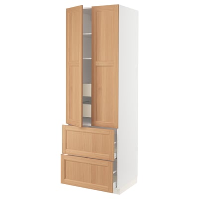SEKTION / MAXIMERA High cab w 2drs/2 fronts/4 drawers, white/Vedhamn oak, 30x24x90 "