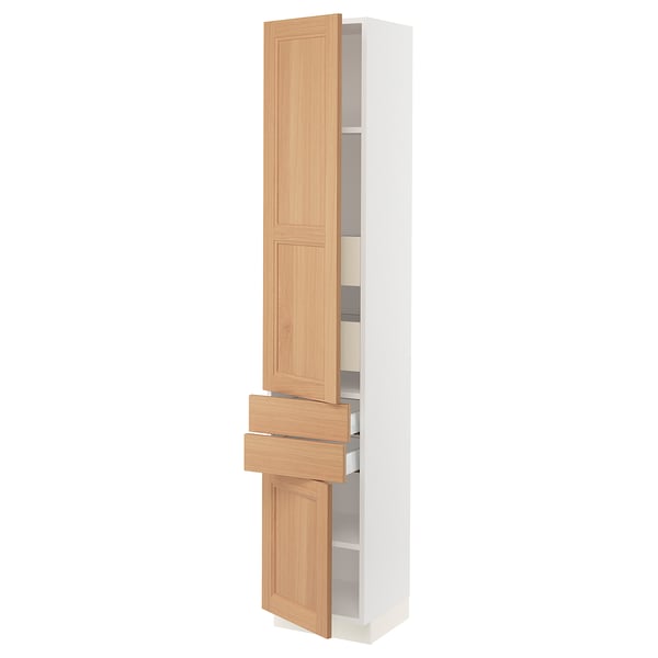 SEKTION / MAXIMERA High cab w 2drs/2 fronts/4 drawers, white/Vedhamn oak, 15x15x80 "