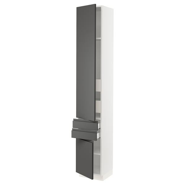 SEKTION / MAXIMERA High cab w 2drs/2 fronts/4 drawers, white/Voxtorp dark gray, 15x15x90 "