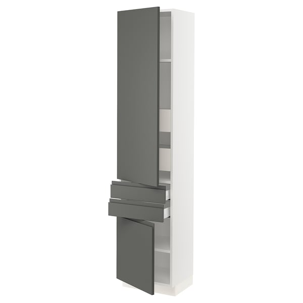 SEKTION / MAXIMERA High cab w 2drs/2 fronts/4 drawers, white/Voxtorp dark gray, 18x15x80 "