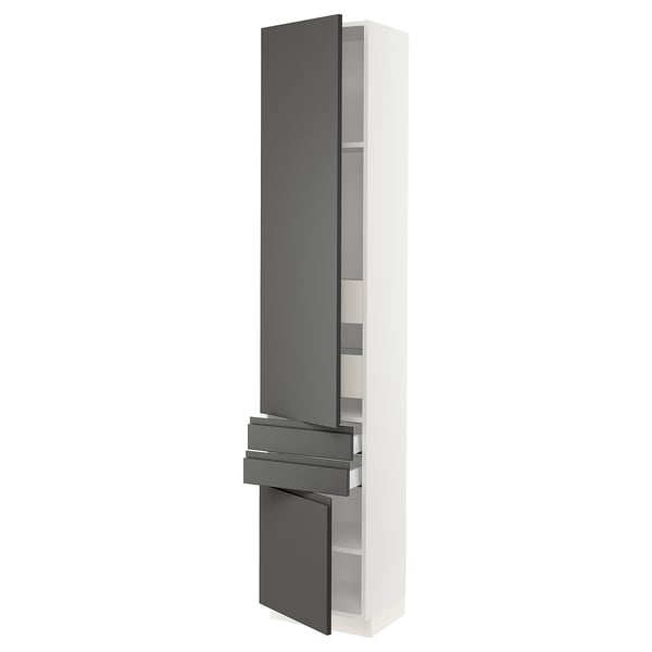 SEKTION / MAXIMERA High cab w 2drs/2 fronts/4 drawers, white/Voxtorp dark gray, 18x15x90 "