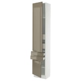 SEKTION / MAXIMERA High cab w 2drs/2 fronts/4 drawers, white/Voxtorp high-gloss dark grey-brown, 18x15x90 "