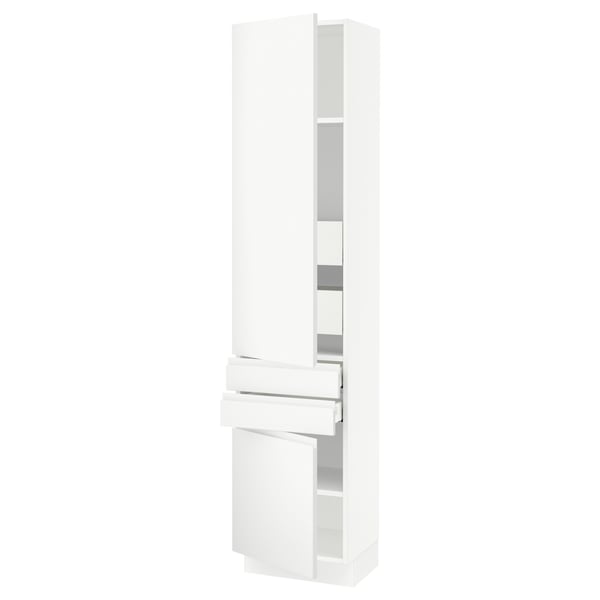 SEKTION / MAXIMERA High cab w 2drs/2 fronts/4 drawers, white/Voxtorp matte white, 18x15x80 "