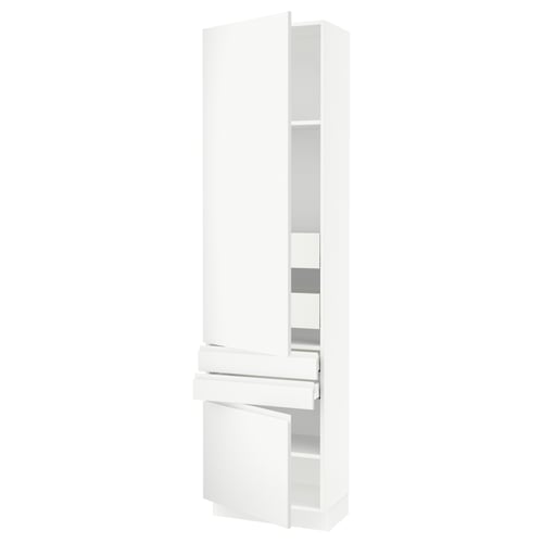 White SEKTION cabinet, modern minimalist design, matte white finish, adjustable shelves, integrated handle.