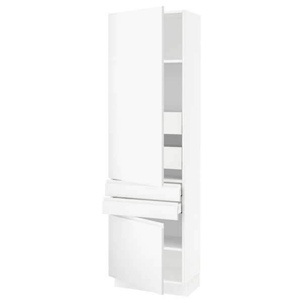 SEKTION / MAXIMERA High cab w 2drs/2 fronts/4 drawers, white/Voxtorp matte white, 24x15x80 "