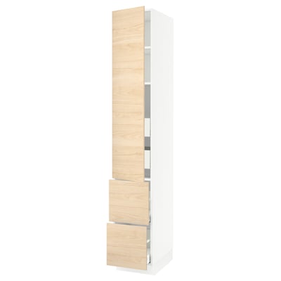 SEKTION / MAXIMERA High cab w door/2 fronts/4 drawers, white/Askersund light ash effect, 15x24x90 "