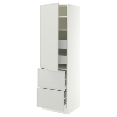 SEKTION / MAXIMERA High cab w door/2 fronts/4 drawers, white/Aspudden light gray, 24x24x80 "