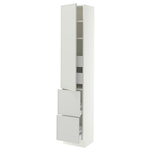 SEKTION / MAXIMERA High cab w door/2 fronts/4 drawers, white/Aspudden light gray, 15x15x80 "