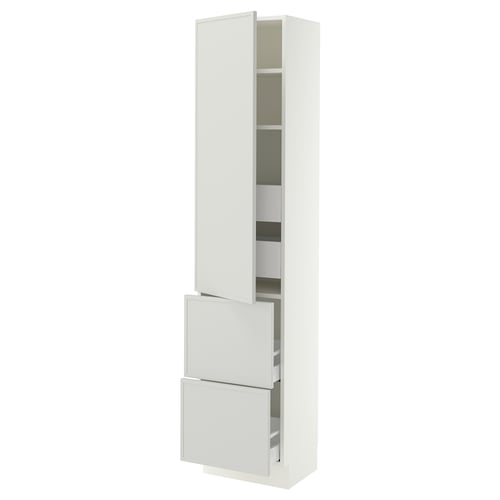 SEKTION / MAXIMERA High cab w door/2 fronts/4 drawers, white/Aspudden light gray, 18x15x80 "
