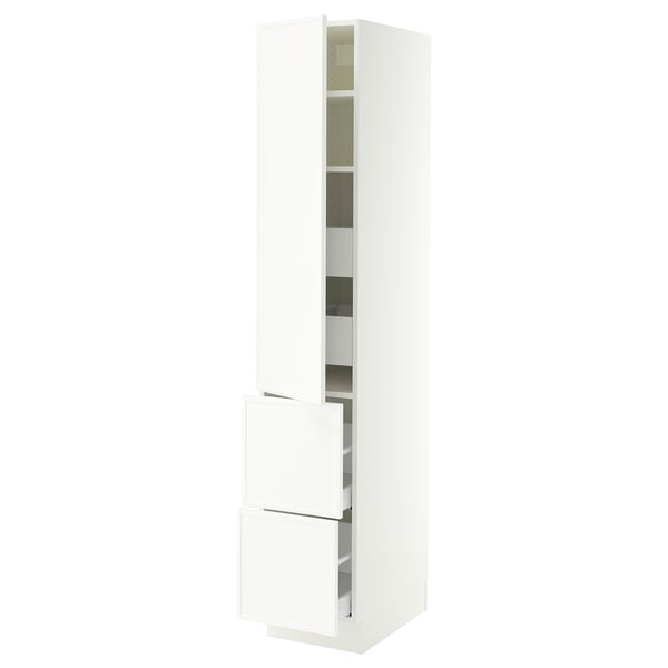 SEKTION / MAXIMERA High cab w door/2 fronts/4 drawers, white/Aspudden matte white, 15x24x80 "