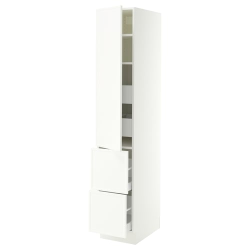 SEKTION / MAXIMERA High cab w door/2 fronts/4 drawers, white/Aspudden matte white, 15x24x80 "