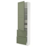 SEKTION / MAXIMERA High cab w door/2 fronts/4 drawers, white/Axstad gray-green, 24x15x90 "