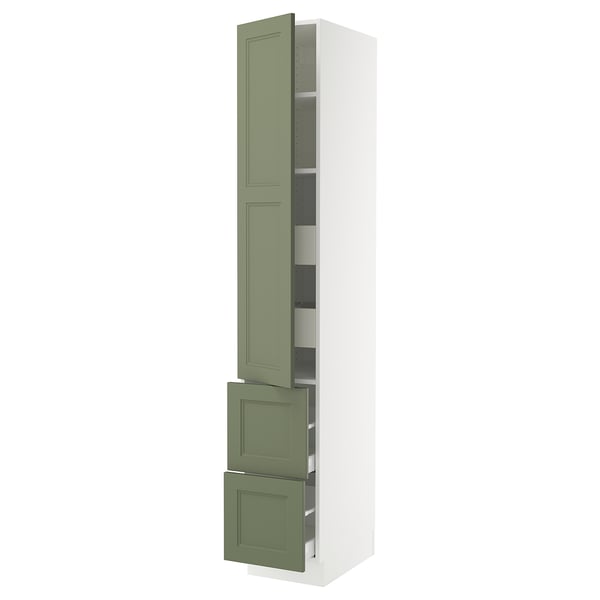 SEKTION / MAXIMERA High cab w door/2 fronts/4 drawers, white/Axstad gray-green, 15x24x90 "