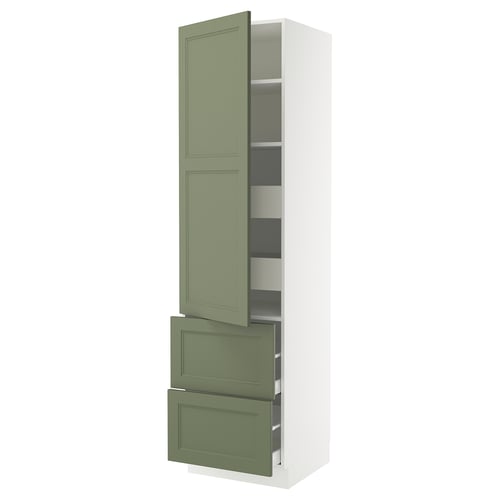 Green-grey cabinet, SEKTION kitchen system with adjustable shelves and drawers.