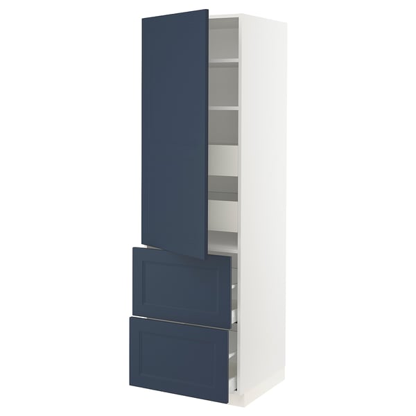 SEKTION / MAXIMERA High cab w door/2 fronts/4 drawers, white Axstad/matte blue, 24x24x80 "