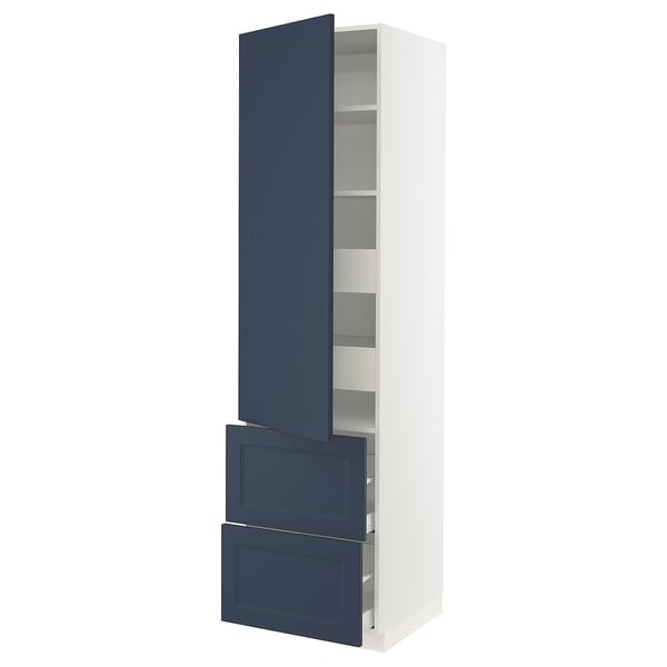 SEKTION / MAXIMERA High cab w door/2 fronts/4 drawers, white Axstad/matte blue, 24x24x90 "