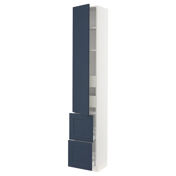 SEKTION / MAXIMERA High cab w door/2 fronts/4 drawers, white Axstad/matte blue, 15x15x90 "