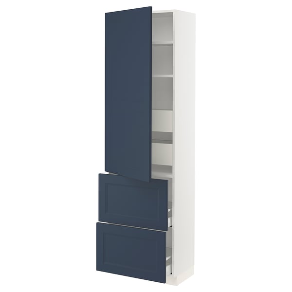 SEKTION / MAXIMERA High cab w door/2 fronts/4 drawers, white Axstad/matte blue, 24x15x80 "