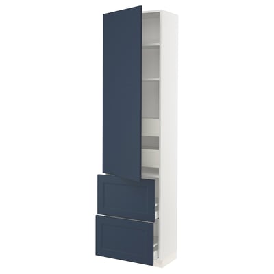 SEKTION / MAXIMERA High cab w door/2 fronts/4 drawers, white Axstad/matte blue, 24x15x90 "