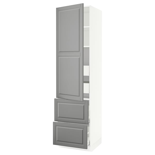 SEKTION / MAXIMERA High cab w door/2 fronts/4 drawers, white/Bodbyn gray, 24x24x90 "