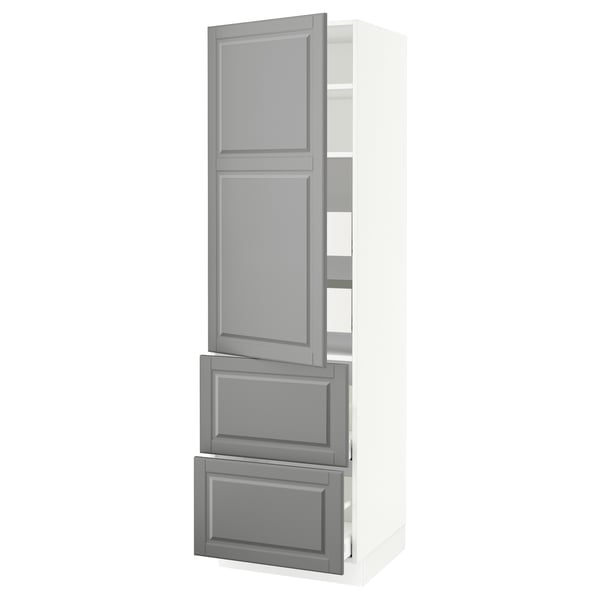 SEKTION / MAXIMERA High cab w door/2 fronts/4 drawers, white/Bodbyn gray, 24x24x80 "