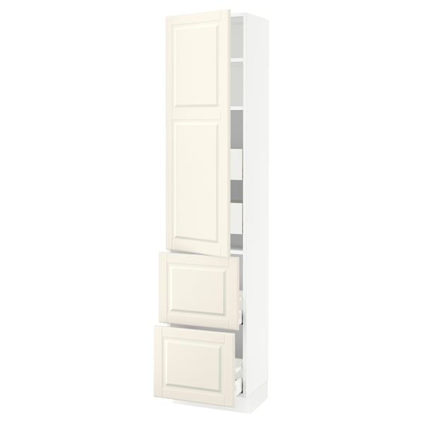 SEKTION / MAXIMERA High cab w door/2 fronts/4 drawers, white/Bodbyn off-white, 18x15x80 "