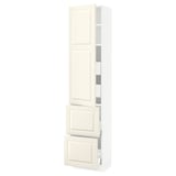 SEKTION / MAXIMERA High cab w door/2 fronts/4 drawers, white/Bodbyn off-white, 18x15x80 "