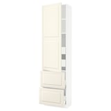 SEKTION / MAXIMERA High cab w door/2 fronts/4 drawers, white/Bodbyn off-white, 24x15x90 "