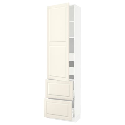 SEKTION / MAXIMERA High cab w door/2 fronts/4 drawers, white/Bodbyn off-white, 24x15x90 "