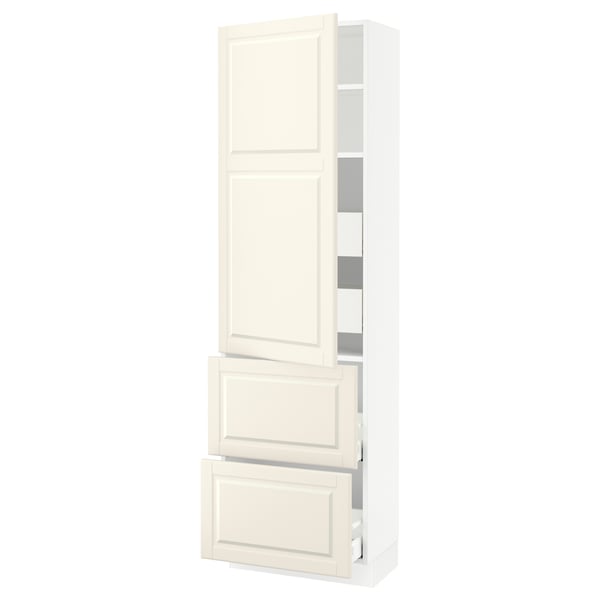 SEKTION / MAXIMERA High cab w door/2 fronts/4 drawers, white/Bodbyn off-white, 24x15x80 "
