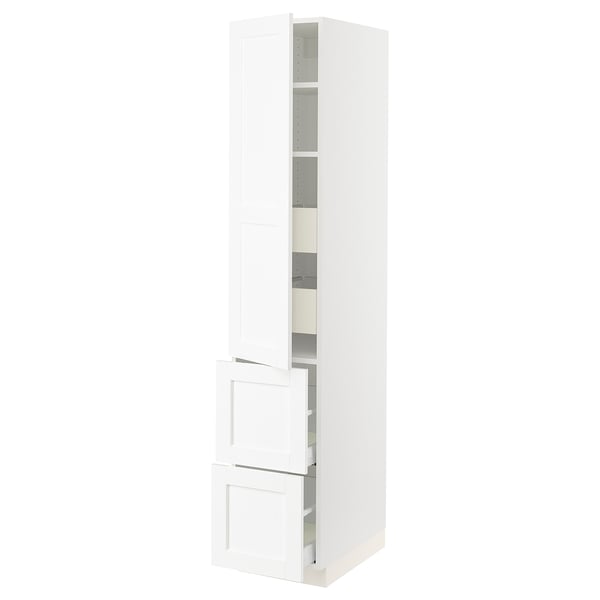 SEKTION / MAXIMERA High cab w door/2 fronts/4 drawers, white Enköping/white wood effect, 15x24x80 "