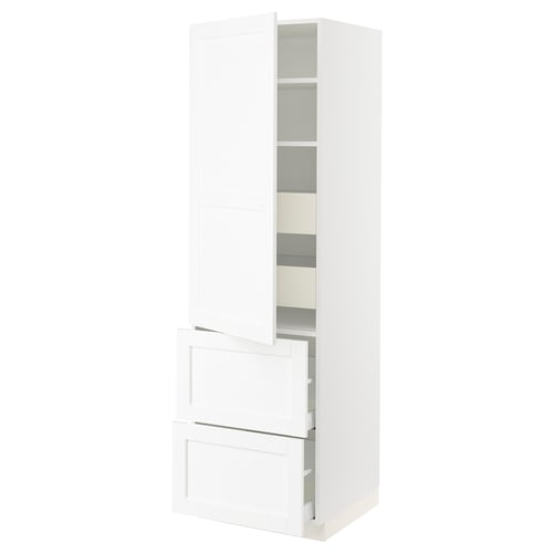 A white SEKTION kitchen cabinet with a smooth, modern design, featuring a tall door and adjustable shelves.