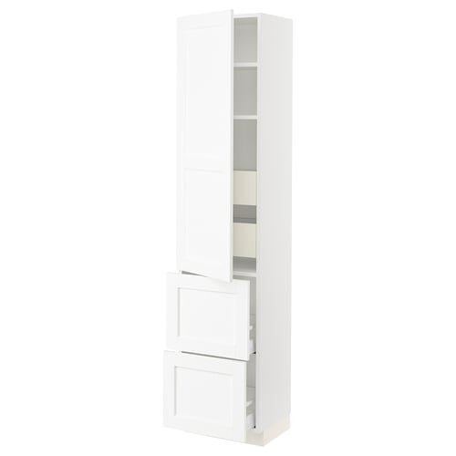 White SEKTION kitchen cabinet with adjustable shelves and soft-closing hinges.