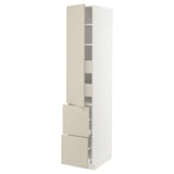 SEKTION / MAXIMERA High cab w door/2 fronts/4 drawers, white/Havstorp beige, 15x24x80 "