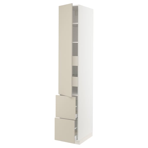 Modern beige SEKTION cabinet, adjustable shelves, soft-close hinge. Alternative: SEKTION beige kitchen cabinet, adjustable & soft-close.