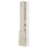SEKTION / MAXIMERA High cab w door/2 fronts/4 drawers, white/Havstorp beige, 15x15x90 "