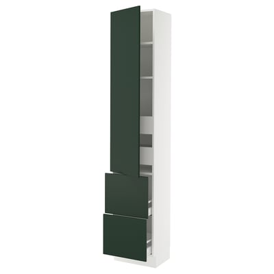 SEKTION / MAXIMERA High cab w door/2 fronts/4 drawers, white/Havstorp deep green, 18x15x90 "