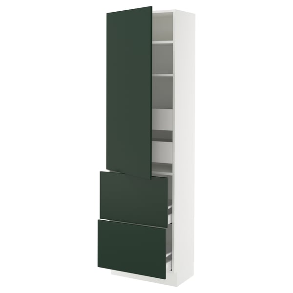 SEKTION / MAXIMERA High cab w door/2 fronts/4 drawers, white/Havstorp deep green, 24x15x80 "