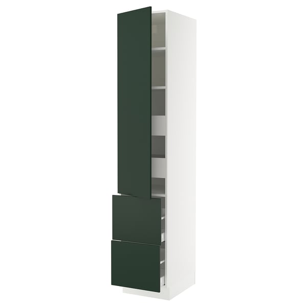 SEKTION / MAXIMERA High cab w door/2 fronts/4 drawers, white/Havstorp deep green, 18x24x90 "
