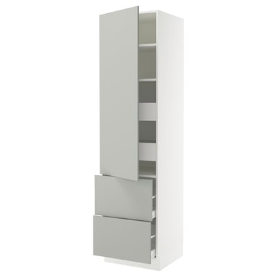 SEKTION / MAXIMERA High cab w door/2 fronts/4 drawers, white/Havstorp light gray, 24x24x90 "