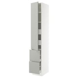 SEKTION / MAXIMERA High cab w door/2 fronts/4 drawers, white/Havstorp light gray, 15x24x90 "