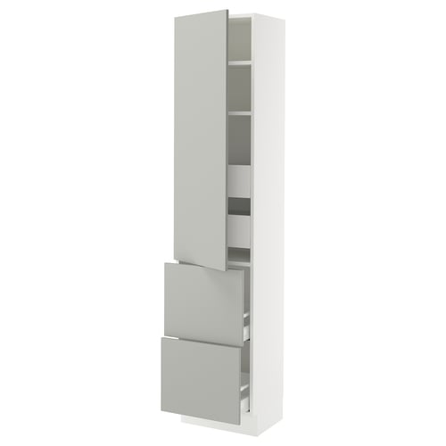 SEKTION kitchen cabinet, light grey, modern, rectangular, two drawers, five shelves.