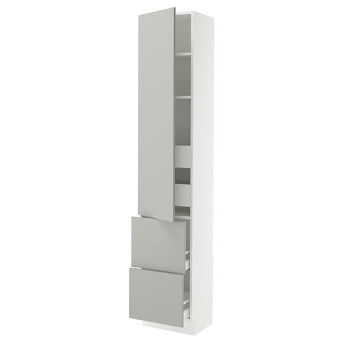SEKTION kitchen cabinet in light grey with sleek design, featuring one door and two drawers.