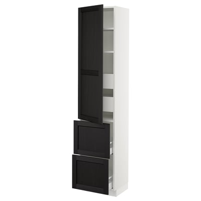 SEKTION / MAXIMERA High cab w door/2 fronts/4 drawers, white/Lerhyttan black stained, 18x15x80 "