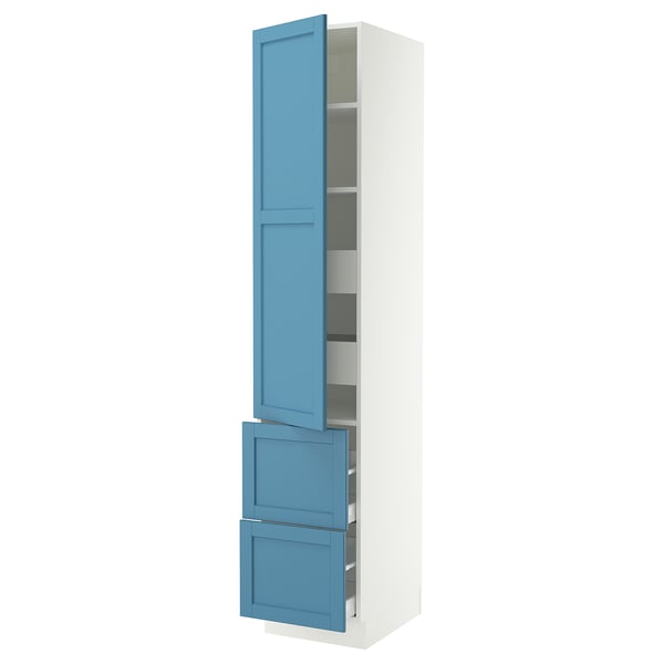 SEKTION / MAXIMERA High cab w door/2 fronts/4 drawers, white/Lerhyttan blue, 18x24x90 "