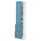 SEKTION / MAXIMERA High cab w door/2 fronts/4 drawers, white/Lerhyttan blue, 18x15x80 "
