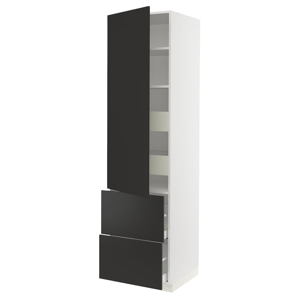 SEKTION / MAXIMERA High cab w door/2 fronts/4 drawers, white/Nickebo matte anthracite, 24x24x90 "