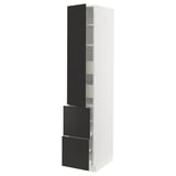 SEKTION / MAXIMERA High cab w door/2 fronts/4 drawers, white/Nickebo matte anthracite, 15x24x80 "